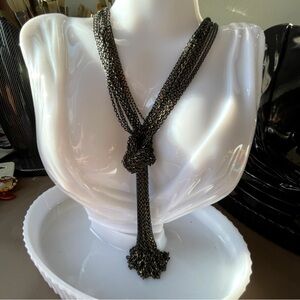 Thick Layered Black Brass Chain Long Necklace 40”